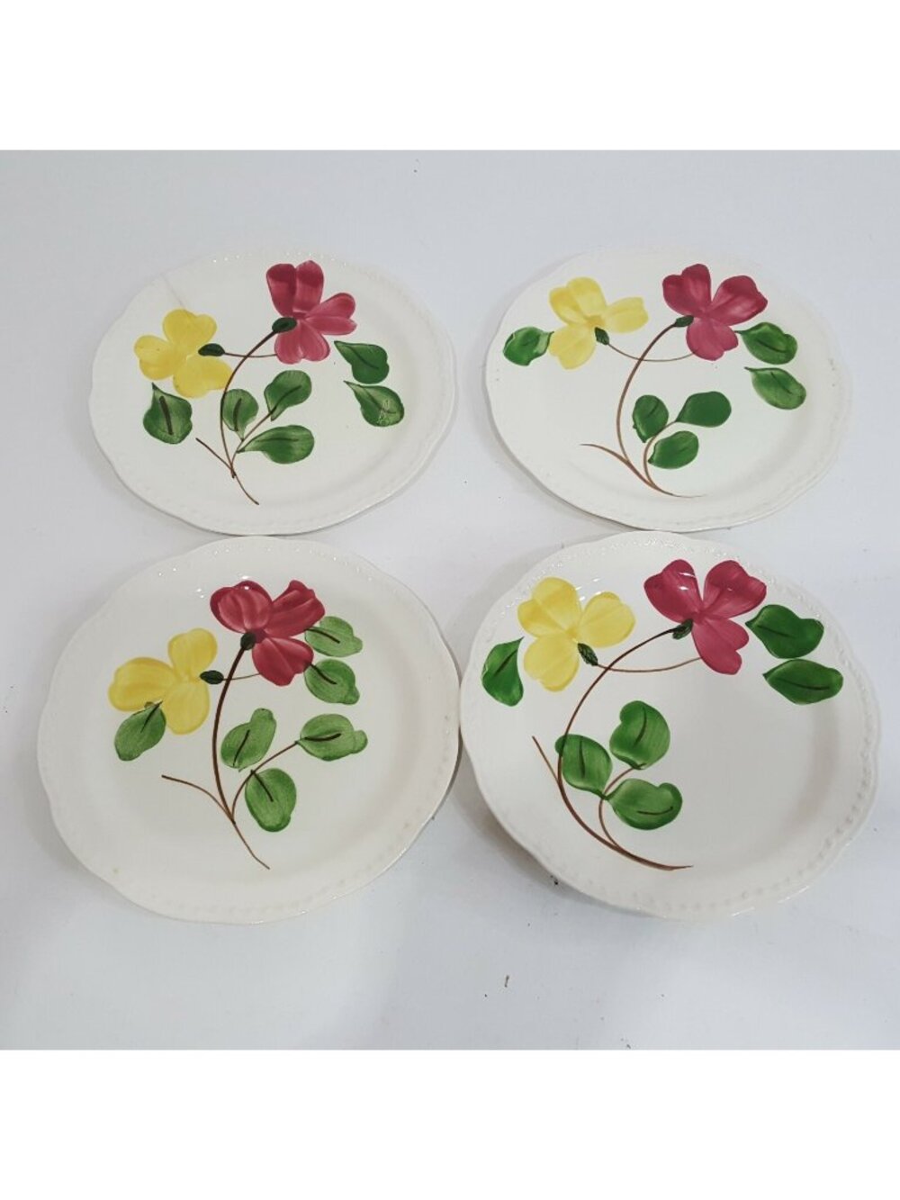 4 Vintage Heritage Ware Stetson Hand Painted Floral Dinner Plate 9.50 Inch White